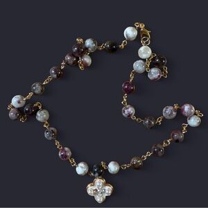 Elegant Gold and Purple Beaded Necklace